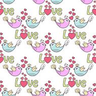 Seamless pattern with love birds