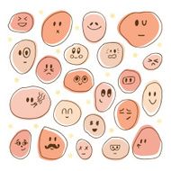 Set of hand drawn funny faces Cartoon comic style