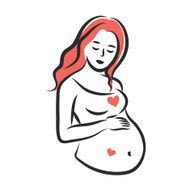 Pregnant woman stylized silhouette mother care icon Vector ill N2