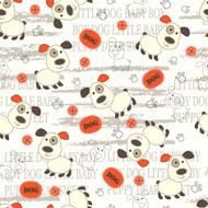 Seamless pattern with dogs paws bones and lettering N2