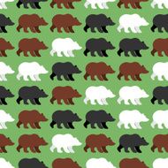 Bears seamless pattern background of wild Grizzly Flock wil