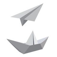 paper ship and airplane