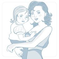 The mother holds the child in her arms Vector illustration