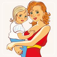 The mother holds the child in her arms Vector illustration N2