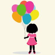 silhouette girl with balloons