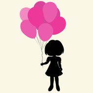 silhouette girl with balloons N2