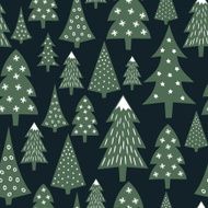 Christmas pattern - varied Xmas trees and snowflakes