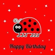 Happy Birthday card with lady bug ladybird Flat