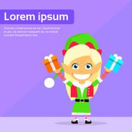 Christmas Elf Female Cartoon Character Little Gril Santa Helper
