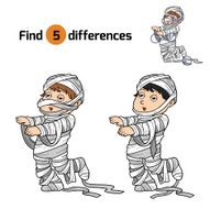 Find differences for children Halloween characters (mummy)