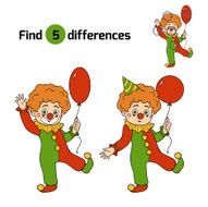 Find differences for children Halloween characters (clown)