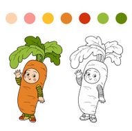 Coloring book for children Halloween characters (carrot costume