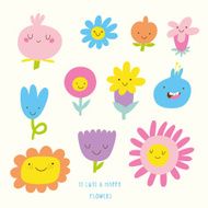 Cute vector set of FLOWERS icons