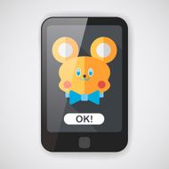 teddy bear flat icon with long shadow N4