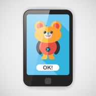 teddy bear flat icon with long shadow N8