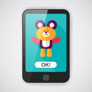 teddy bear flat icon with long shadow eps10 N3