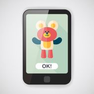 teddy bear flat icon with long shadow eps10 N4