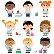 Diverse group of children students