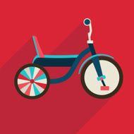 Children bicycle flat icon with long shadow