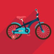 Children bicycle flat icon with long shadow N2