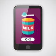 Powdered milk dairy food flat icon with long shadow N2