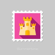 Sand Castle flat stamp with long shadow