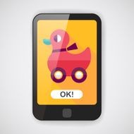duck toy flat icon with long shadow eps10 N2