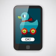 duck toy flat icon with long shadow eps10 N4