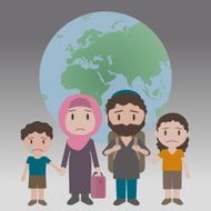 Refugee family image illustration