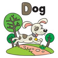 Little dog or puppy for ABC Alphabet D