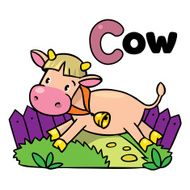 Little funny cow or calf for ABC Alphabet C