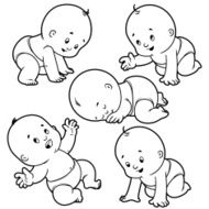 Baby toddler set with babies in diapers