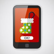 Christmas stocking flat icon with long shadow EPS 10 N4