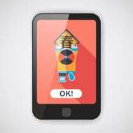 Chinese New Year flat icon with long shadow N19