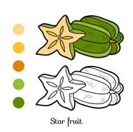 Coloring book fruits and vegetables (star fruit) N2