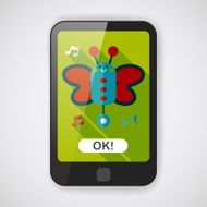 Butterfly music toy flat icon with long shadow eps10 N3