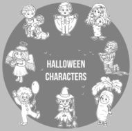 Vector set of Halloween cute characters cartoon collection N2