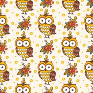 Seamless pattern with owls