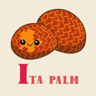 I for Ita palm Vector Illustration hand-drawn style