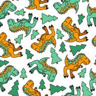 vector seamless cute graphical cartoon dinosaur pattern