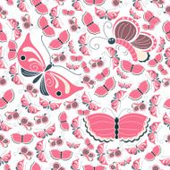 Vector seamless pattern of pastel color butterflies