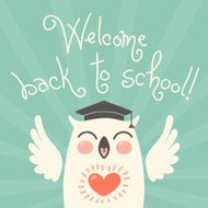 Welcome back to school Card with an owl N2