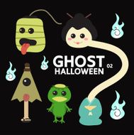 ghost character set for Halloween cute minimal flat design N2