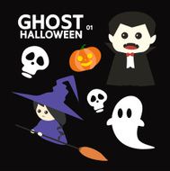ghost character set for Halloween cute minimal flat design N3