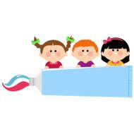 Kids dental hygiene holding toothpaste