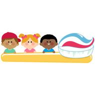 Kids dental hygiene holding toothbrush