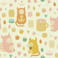 Childish seamless background with monsters in vector