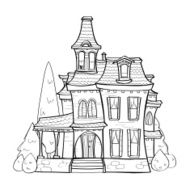Cute black and white house