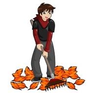 Kid Raking Leaves