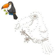 Draw the animal toucan educational game vector illustration